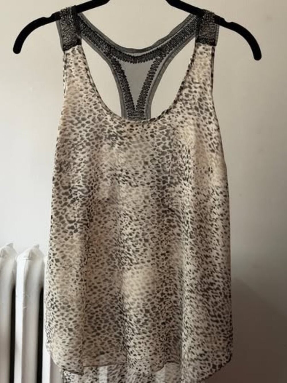 Topshop Chiffon Flowy Top with Hand Beading